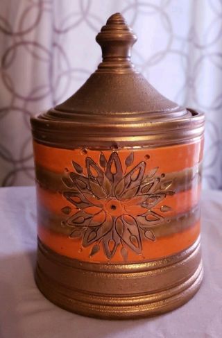 Vintage Rosenthal Netter Canister With Lid Italy Londi Orange Gold 49/3a