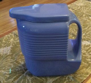 Vintage Hall China Pottery Westinghouse Blue Pitcher With Lid