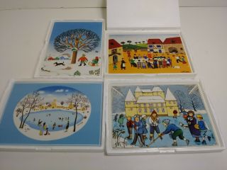 Set Of 4 Villeroy & Boch Vilbo Card Ceramic Postcards Boxes