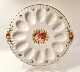 Royal Albert Old Country Roses Christmas Holiday Deviled Egg Plate Tray Euc