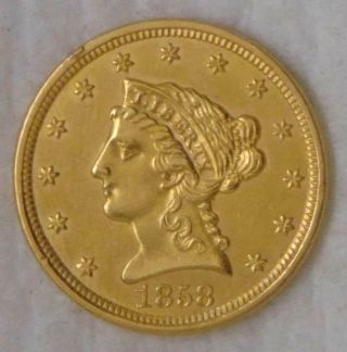 1858 Gold Liberty Head $2.  5 Quarter Eagle,  Ms,  Unc,  Sweet Coin