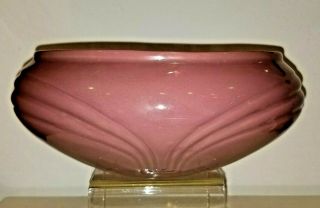 Haeger Vintage 1980s Art Deco Revival Mauve Pink Ceramic Round Vase/planter 9.  5 "