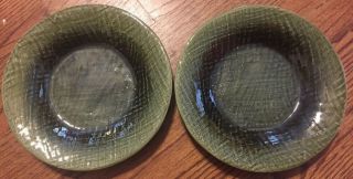 2 Tabletops Gallery Asian Fabric Green Salad Dessert Plates With Tag 2006