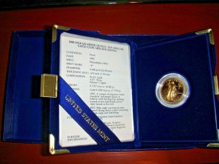 1988 American Gold Eagle Proof 1/4 oz $10 Gold Coin w/ Box & Papers 2