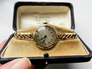 1930s Ladies Vintage Rolex Watch - 9ct Gold Case - Rg Expanding Bracelet - Box.