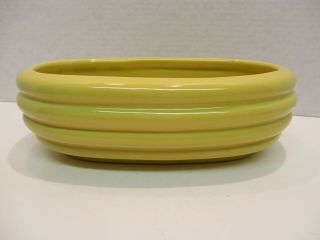 Vintage Yellow Alamo Art Pottery Ribbed Ring Oblong Oval Console Bowl Planter