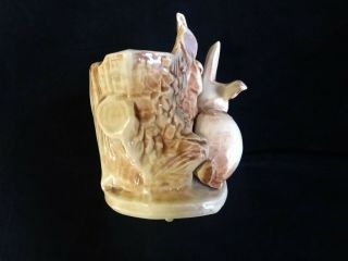 Vintage McCoy Art Pottery Rabbit and Stump Planter,  1951 Ceramic Porcelain 3