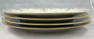 4 Dinner Plates 10 1/2 " Noritake Ivory China 7246 Gallery Gold Trim Dishes