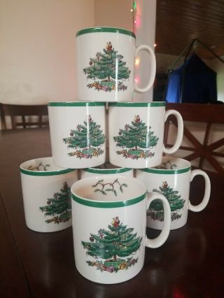 Spode Christmas Tree Coffee Mugs Set Of 6