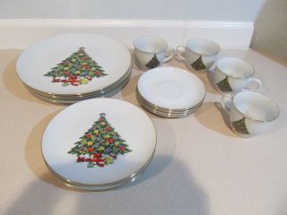 Jamestown China Christmas Treasure 16 Pc Dinner Set Service For 4 Vintage Dishes