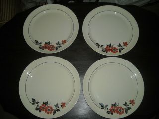 Four Hall " Red Poppy " 9 Inch Dinner Plates