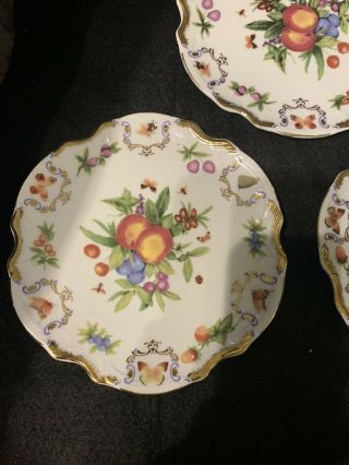 Set Of 3 - I.  Godinger & Co.  Yorkshire Small Plates Fruit Butterfly Bee Gold