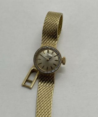 Vintage 14k Gold Omega Ladies Watch Solid 14k Bracelet,  Running 17j 1964 Ee847