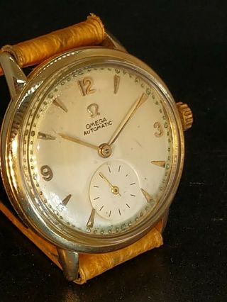 1947 Mens Omega Solid 14k Yellow Gold Bumper Automatic Wristwatch Runs Vintage