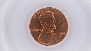 1959 D Lincoln Memorial Cent With Laminated Plan Obv Pcgs Ms 64 Red