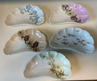 5 - Haviland & Co Limoges Side Bone Dish Schleiger Hand Painted Porcelain 6”