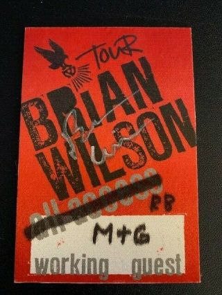 Beach Boys Brian Wilson Autographed Guest Pass Never Peeled