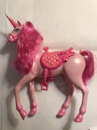 Mattel 2011 Barbie Doll Pink Regal Unicorn Pony Horse With Sparkle Saddle