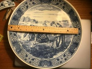 Vintage Large 13 Inch Dutch Chemkefa Delft Blue Plate The Gleaners By Millet