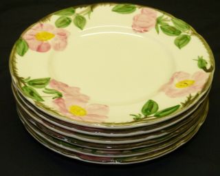 Vintage Set Of 6 Franciscan Desert Rose 7 3/4 " Salad Plates Made In Usa