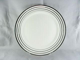 2 Salem Saphire Platinum Luncheon Plates,  9 - 3/8 ",  Bands,  Silver,  Vtg