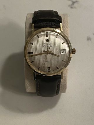 Vintage 14k Gold Zodiac Swiss Made Automatic Men’s Wrist Watch 31mm