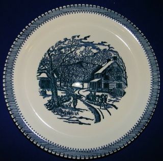 Country Life Winter Knowles China Currier Ives Cake Plate Platter Deep