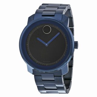 Movado Bold Black Dial Blue Pvd Stainless Steel Men 