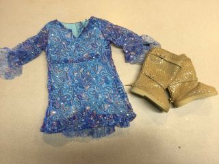 American Girl Doll Clothes Paisley Dress With Boots Slight Tlc Needed