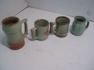 Vintage - Frankoma M2 Stein Mug Light Brown/caramel,  Green,  With 3 Cups,  C5,  C8