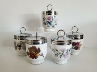 Set Of 5 Vintage Royal Worcester Egg Coddler Cups Porcelain Made In England