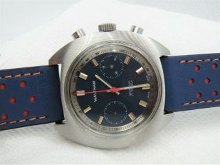 Vintage Waltham Stainless Valjoux 7733 Circa 70 ' s Blue Dial Minty 2