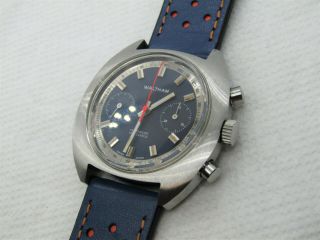 Vintage Waltham Stainless Valjoux 7733 Circa 70 ' s Blue Dial Minty 5