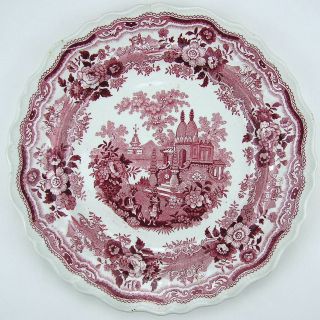 Antique Staffordshire Pearlware Red Transferware Plate W/ Asiatic Scenes