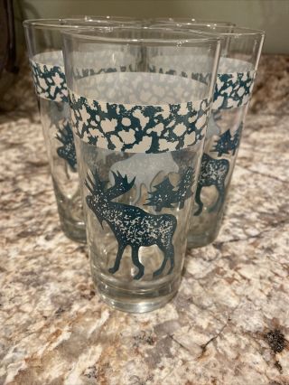 Tienshan Folk Craft Moose Country Sponge Green Set Of 5 Glasses