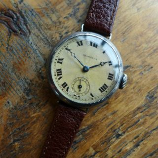 A Stunning Gents Vintage Ww1 Military Rolex Unicorn Trench Watch In Silver