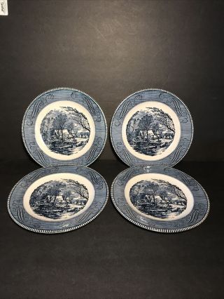 Currier And Ives Dinner Plates The Old Grist Mill 10” Set Of 4