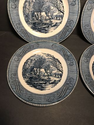 Currier And Ives Dinner Plates The Old Grist Mill 10” Set Of 4 3