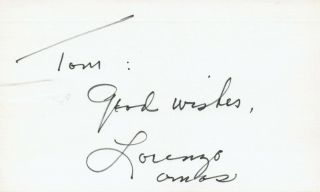 Lorenzo Lamas Actor 1980 Tv Movie Autographed Signed Index Card