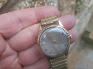 Vintage Gents 1950s 9ct Solid Gold Cased Omega Jumbo 265 Calibre Gwo