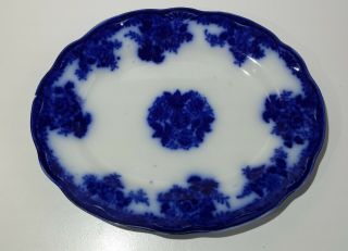 Vintage Warf Pottery Waldorf Flow Blue Serving Plate 1890 