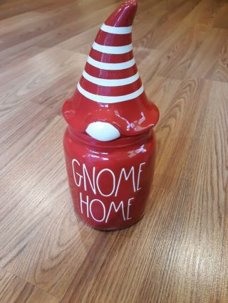 Rae Dunn 2020 Christmas By Magenta " Gnome Home " Red Farmhouse Small Canister