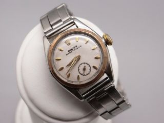 Rolex Steel Rose Gold Oyster Perpetual Bubble Back Watch 5003 Parts Repair 5002