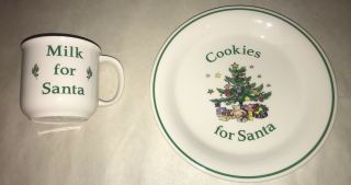 Vintage NIKKO CHRISTMASTIME Cookies for Santa Milk Mug for Santa Votive Set 2