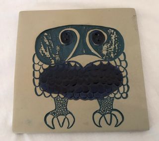 Vintage David Gil Bennington Potters Cooperative Design Owl Trivet 1536