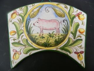 Made In Italy Hand - Painted Pig Plaque Wall Hanging Gorgeous Colors