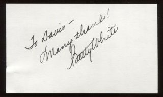 Betty White Signed Index Card Signature Autographed Auto Golden Girls