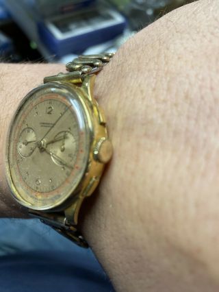 Vintage Cronographe Suisse Chronograph 18k Gold Watch