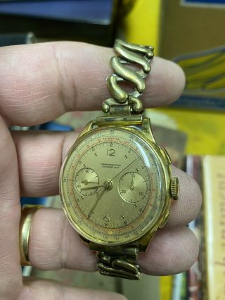 Vintage Cronographe Suisse Chronograph 18K Gold Watch 4