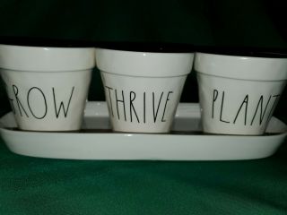 Rae Dunn By Magenta Ceramic Planter Pots With Tray Plant Grow Thrive